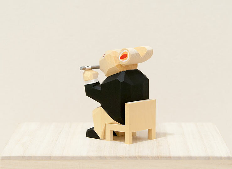 南雲 伊予一刀彫 うさぎのオーケストラ 月夜の楽団「フルート」 おしゃれ