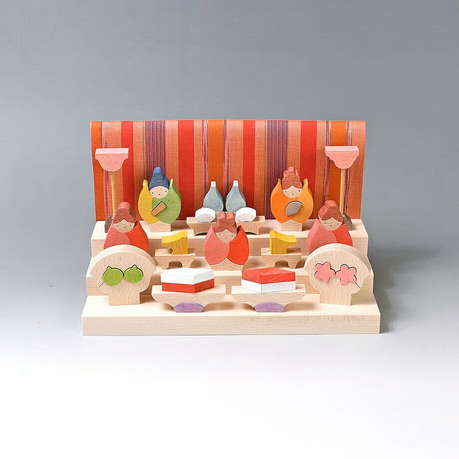 【1日限定P10倍！2000円クーポン】 小黒三郎 組み木 雛人形 ひな人形 つぼみびな三段飾り ( ...