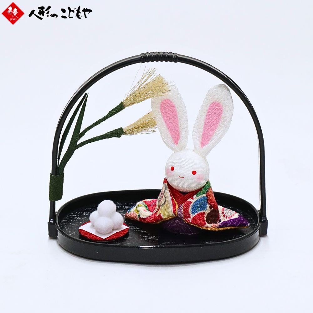 Rakuten - リュウコドウ ちりめん かご付兎 お月見 うさぎ 置物 中秋の名月 秋 日本製 国産 インテリア ディスプレイ 3-211