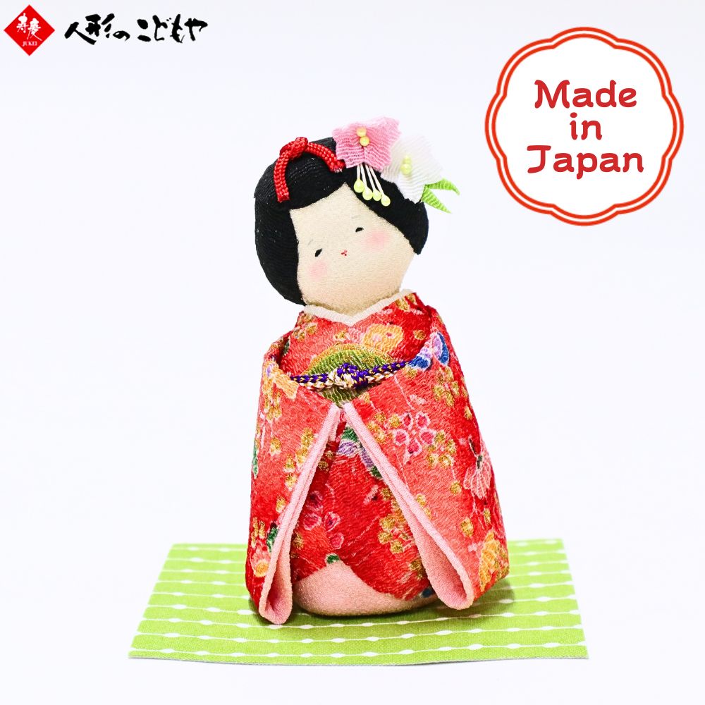 Rakuten - リュウコドウ ちりめん 日本人形 置物 日本製 国産 インテリア お土産 ディスプレイ ちりめん日本人形 A 赤柄 40-919A