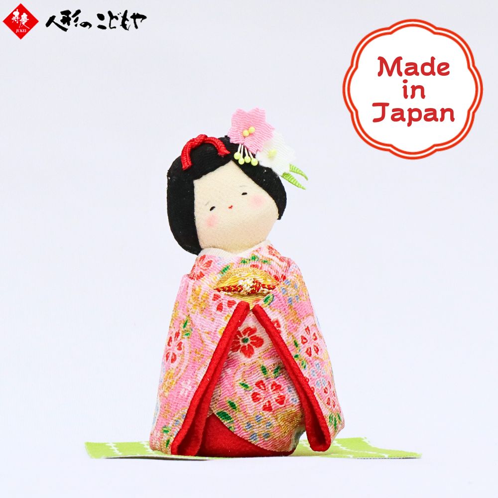 Rakuten - リュウコドウ ちりめん 日本人形 置物 日本製 国産 インテリア お土産 ディスプレイ ちりめん日本人形 B ピンク柄 40-919B