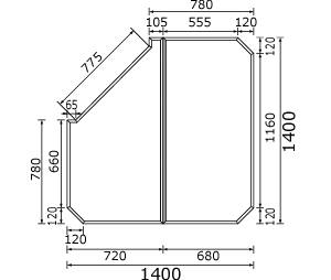 【送料無料】Panasonic　GZ955C　風呂フタ(1400ミリ×1400ミリ:組みフタ:変形:2枚:切り欠きあり)