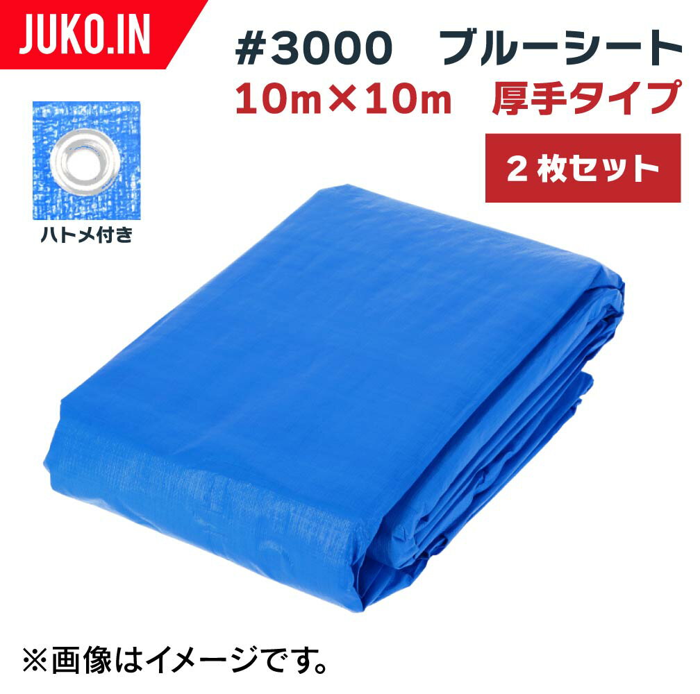 高耐久｜#3000 ブルーシート｜10m×10m｜厚手タイプ｜2枚セット(1梱包)