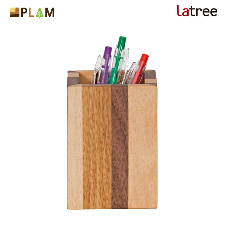 PLAM Latree ペン立て角 S モザイク PL1DEN-0310080-MXOL 小さな無垢の木 幸せインテリア 飛騨家具 プラム ラトレ 木製 ナチュラル 北欧 PL1DEN