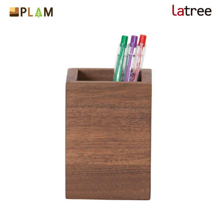 PLAM Latree ペン立て角 S ウォルナット PL1DEN-0310080-WNOL 小さな無垢の木 幸せインテリア 飛騨家具 プラム ラトレ 木製 ナチュラル 北欧 PL1DEN