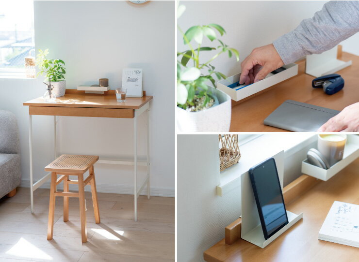 【10/15限定★抽選で2人に1人最大100%ポイントバック★要エントリー】ホームデスク リヴ LIV HOME DESK LIV-HD1(WH) 幅80cm インテリア ブランド Mash マッシュ コンパクト 収納 トレイ サイドフック ミニマムデザイン 天然木 ビーチ材 スマホ タブレット 北欧 ナチュラル [2]