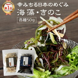 国産 海藻サラダ (選べる 50g×2袋セット) 乾燥 きのこ カルシウム ミネラル 低カロリー 食物繊維 汁物 酢の物 炒め物 わかめ 茎わかめ 乾昆布 ふのり 乾燥えのき 乾燥ぶなしめじ 乾燥きくらげ 選べる 手軽 栄養 時短料理 アレンジ料理 送料無料