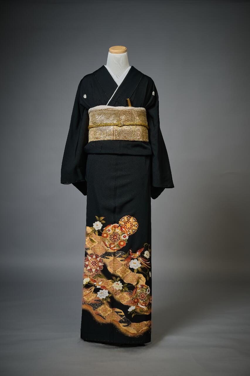 【レンタル】留袖08【送料無料】黒留袖レンタル 着物レンタル 留袖 正絹 フルセット 往復送料無料 新郎母 新婦母 母親 祖母 親族 列席 結婚式 披露宴 留袖レンタル 貸衣装 服装