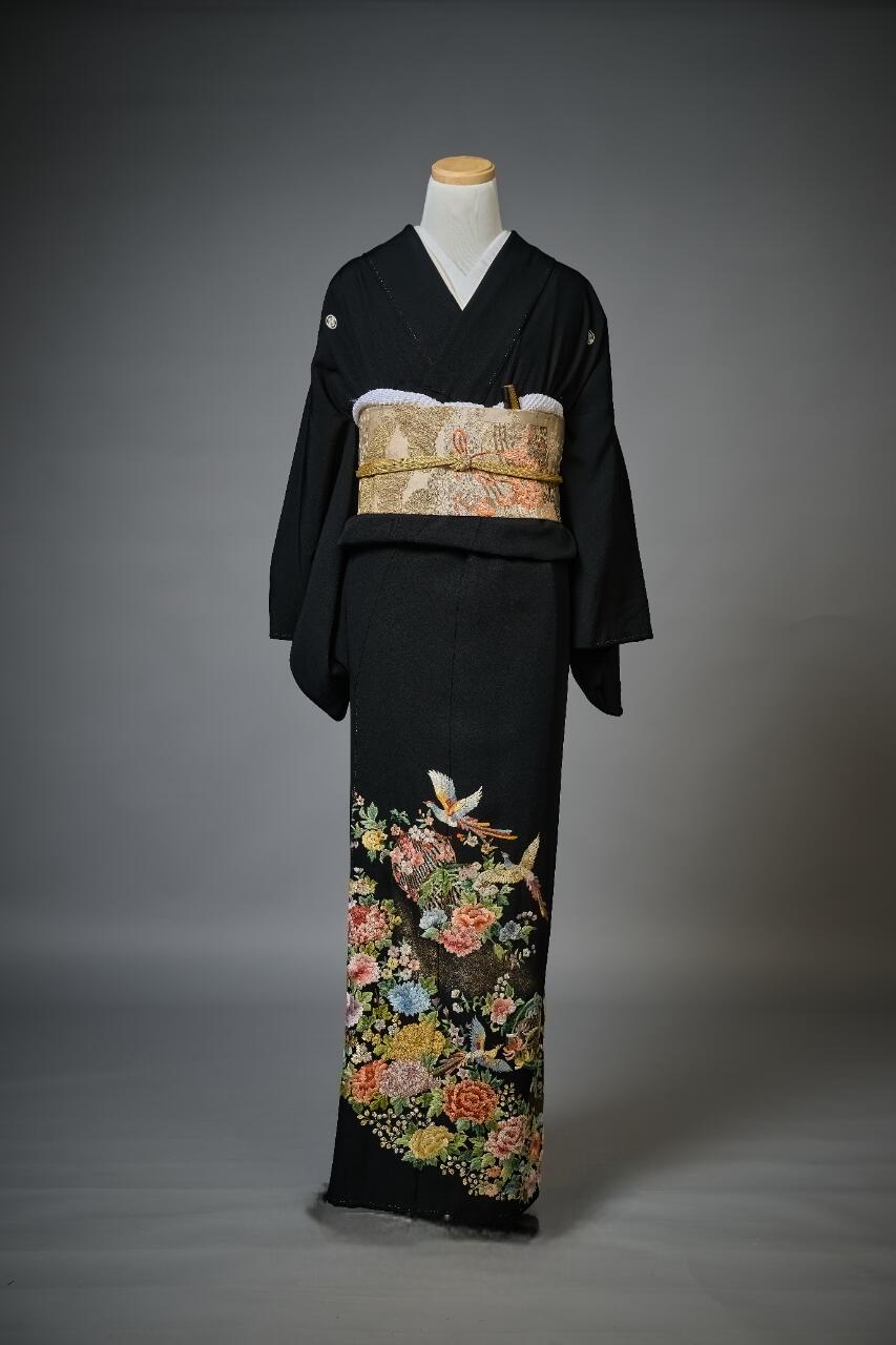 【レンタル】留袖48【送料無料】黒留袖レンタル 着物レンタル 留袖 正絹 フルセット 往復送料無料 新郎母 新婦母 母親 祖母 親族 列席 結婚式 披露宴 留袖レンタル 貸衣装 服装