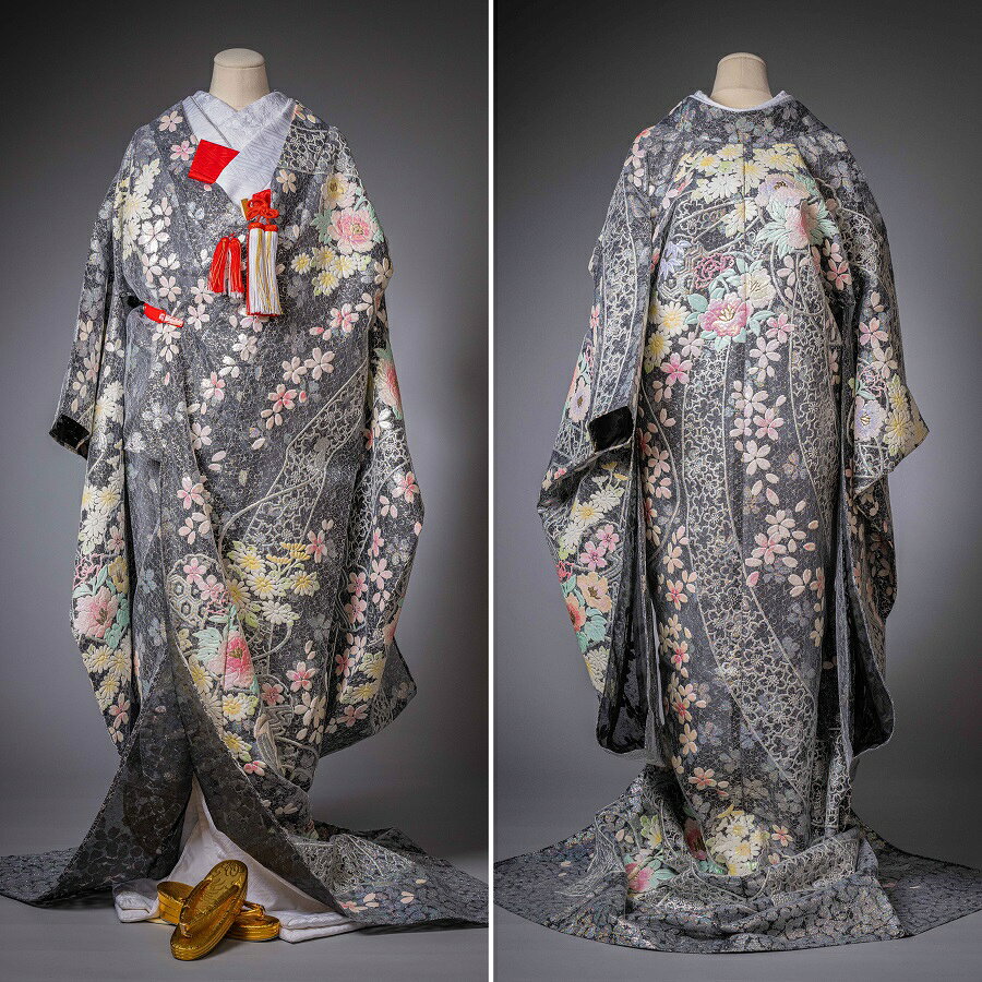 【レンタル】色打掛(オーガンジー)＆紋服セット　色打掛26　フルセットレンタル【送料無料】和装 神社 ブライダル 着物 結婚式 前撮り 後撮り オーガンジー 2