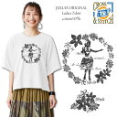 *モノクロヴィンテージサークルハイビスカスフラガールプリント*【CLOSS&STTCH/6.2オーバーTシャツ/JULIANオリジナルデザイン