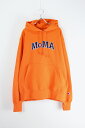 【メンズ新品】 MOMA x CHAMPION (モマ x チャンピオン) MOMA LOGO REVERSE WEAVE SWEAT HOODIE モマ ロゴ リバースウェーブ スウェット フーディー ORANGE NEW