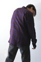 ySALEzyYVizSCHNAYDERMAN'SiViC_[}jSHIRT NON-BINARY LINEN OX[u`FbNVc PURPLE CHECK [NEW]