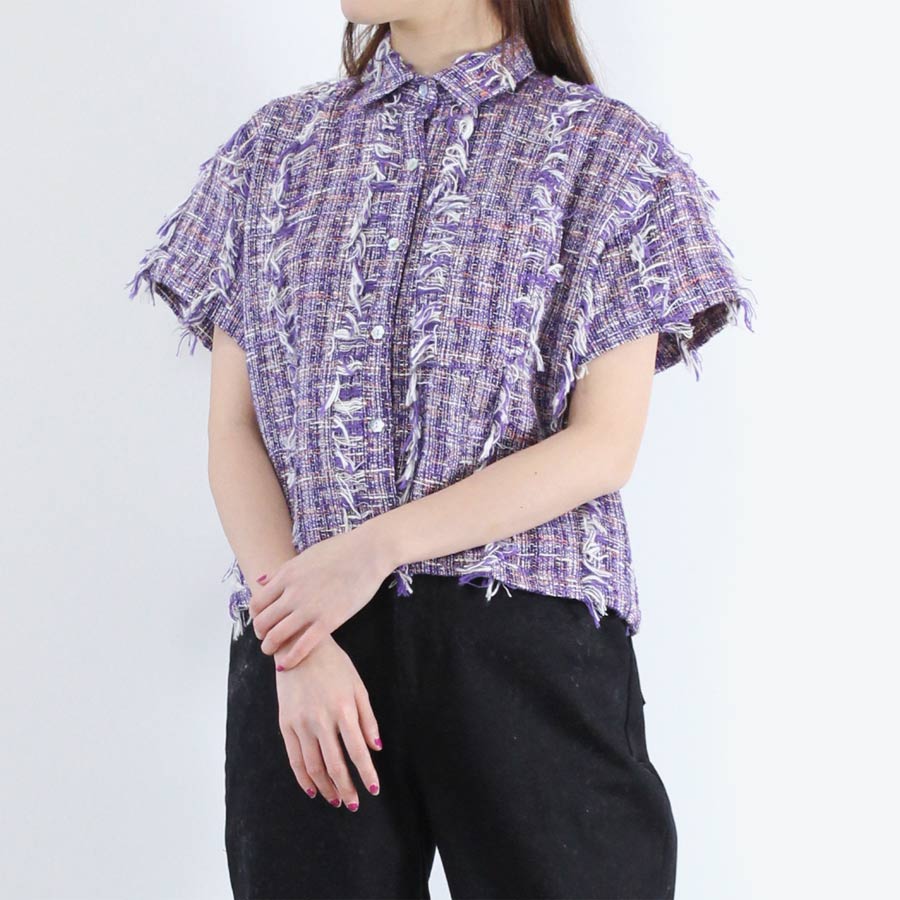 【SALE】【送料無料】【レディース新品】NIKKI CHASIN（ニッキー チェジン) CORSO TOP TWEEDY TWEED 半袖 フリンジシャツ TARO MULTI [NEW]