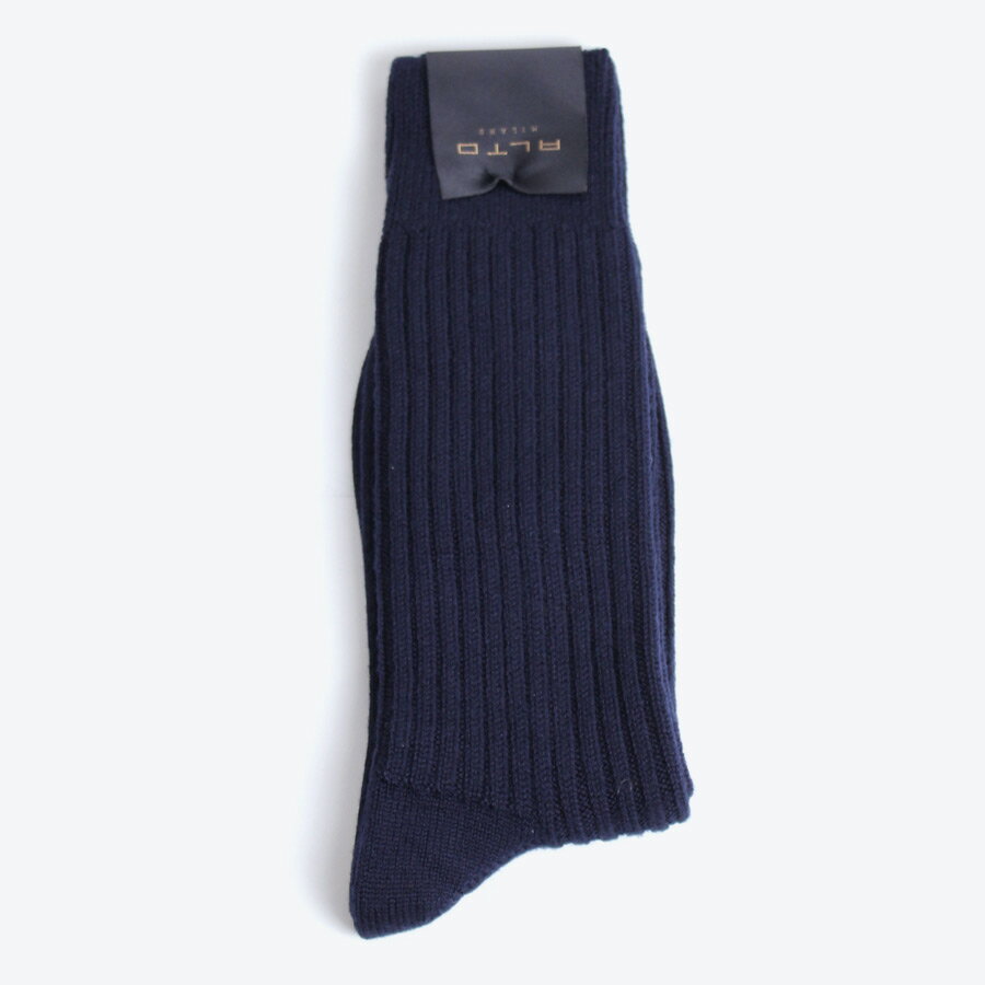 【メンズ新品】ALTO MILANO (アルト・ミラノ) ENGLAND CORTO ウールハイソックス BLU [NEW]