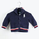 【中古】【子供服】POLO BY RALPH LAUREN (ポロバイラルフローレン) 90'S KIDS SHAWL COLLAR KNIT CARDIGAN NAVY SIZE: 18M USED]