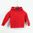 【中古】【子供服】POLO BY RALPH LAUREN (ポロバイラルフローレン) KIDS ONE POINT ZIP HOODIE SWEAT キッズ ワンポイント ジップ フーディー スウェット RED [SIZE:18M USED]