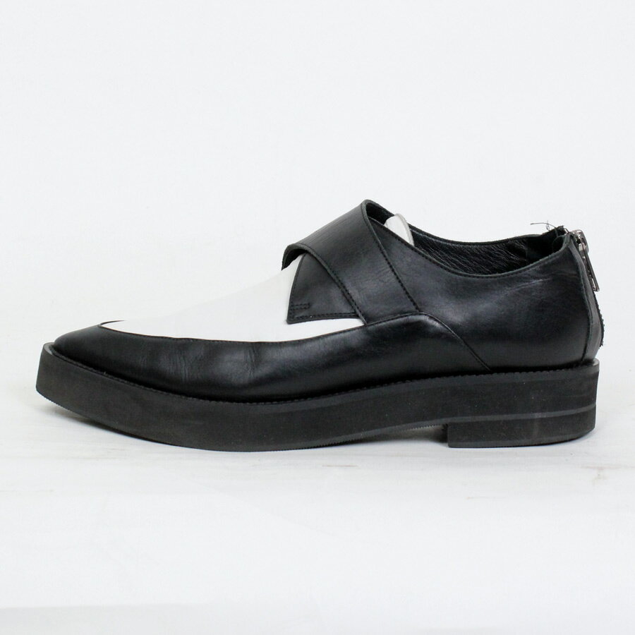 【WOMENS】【中古】【送料無料】(KA) HELMUT LANG (ヘルムート ラング) HEEL ZIP MONK STRAP LEATHER SHOES ヒール ジップ モンク ストラップ レザー シューズ BLACK/WHITE SIZE:36 1/2 USED