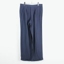 yÁz(KA) RENE LEZARD (lEU[h) LINEN TUCK SLACKS PANTS l ^bN XbNX pc NAVY [SIZE: 48(M) USED]