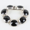 yÁzyz(KA) VINTAGE SILVER (Be[W Vo[) MADE IN MEXICO 925 SILVER BRACELET W/ONYX LVR Vo[ IjLX uXbg [SIZE:O/S USED]