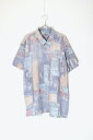 yÁzART FASHION SHIRTS (A[g t@bV Vc) 90'S S/S POCKET DESIGN PATTERN ART SHIRT 90N  |Pbg fUC p^[ A[g Vc BEIGE/DUSTY BLUE [SIZE: 2XL USED]