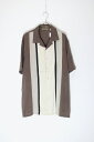 yÁzAXIST (ANVX) S/S OPEN COLLAR TWO TORN SILK SHIRT  I[vJ[ c[g[ VN Vc BROWN [SIZE: XL USED]