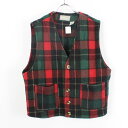 yÁz(KA) AMERICAN EAGLE (AJC[O) 80'S OR 90'S WOOL CHECK VEST 80N~90N E[ `FbNxXg RED/GREEN [SIZE: L USED]