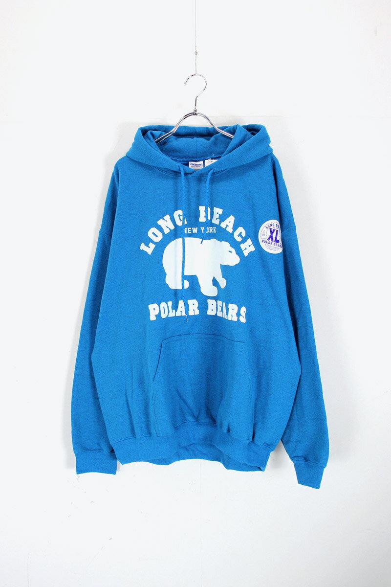 【中古】 GILDAN (ギルダン) LOGO BEAR PRINT PULLOVER SWEAT HOODIE ロゴ ベアー プリント プルオーバー スウェット フーディー TURQUOISE [SIZE: XL USED]