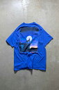 yÁzMARLBORO (}{) MADE IN USA 90'S S/S WOLF BACK PRINT ADVERTISING T-SHIRT USA 90N  Et obN vg Aho^CWO TVc BLUE [SIZE: XL USED]