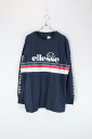 yÁz ELLESSE (GbZ) L/S LOGO PRINT T-SHIRT  S vg TVc NAVY [SIZE: L USED]