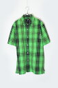 yÁzX-LARGE (GNXg [W) S/S CHECK SHIRT  `FbN Vc GREEN [SIZE: L USED]