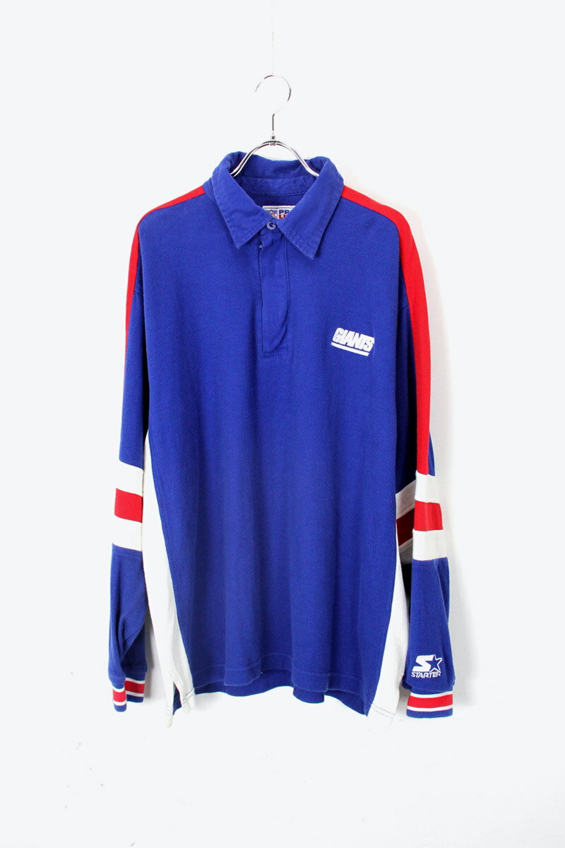 【中古】 STARTER PROLINE (スターター プロライン) 90'S NY GIANTS L/S POLO SHIRT 90年代 ニューヨーク ジャイアンツ ポロシャツ BLU..