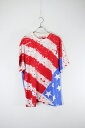 yÁzHEF-T MADE IN USA 90'S PAINT DESIGN TEE SHIRT USA 90N yCg TVc RED/WHITE/BLUE [SIZE: XXL USED]