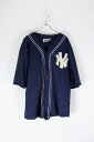 yÁz ADIDAS (AfB_X) MADE IN USA 80'S NY YANKEES BASEBALL SHIRT USA j[[N L[X x[X{[ Vc NAVY [SIZE: L USED]