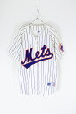 yÁz RUSSELLibZj MADE IN USA 90'S NY METS BASEBALL SHIRT USA j[[N bc x[X{[ Vc WHITE [SIZE: M USED]