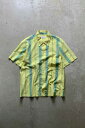 yÁzPERMANENT PRESS (p[}lgvX) 70'S S/S B.D STRIPE SHIRT 70N  {^_E XgCv Vc YELLOW [SIZE: M USED]