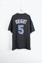 yÁzLEE ([) 90'S S/S WRIGHT5 NY METS TEE SHIRT 90N bc TVc BLACK / BLUE / ORANGE [SIZE: XL USED]