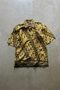 yÁzSAPTOHOEBOJO 90'S S/S OPEN COLLAR FLY FRONT DESIGN PATTERN SHIRT 90N  I[v J[ tC tg fUC p^[ Vc MULTI [SIZE: M USED]