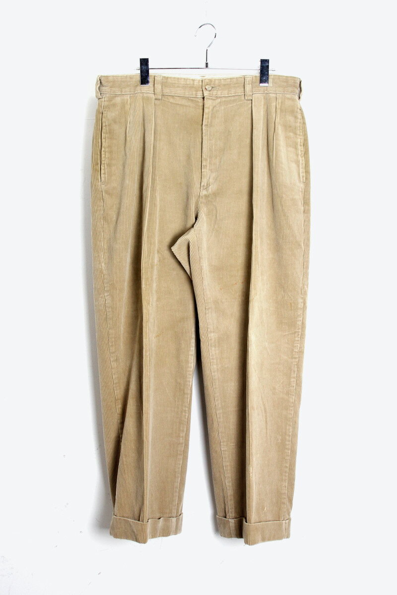 【中古】 POLO RALPH LAUREN (ポロ ラルフ ローレン)90'S TUCK CORDUROY PANTS タック コーデュロイ パンツ BEIGE [SIZE: W36 x L34 USED]