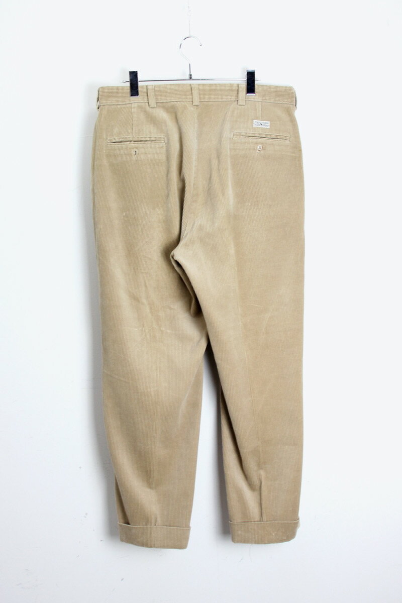 【中古】 POLO RALPH LAUREN (ポロ ラルフ ローレン)90'S TUCK CORDUROY PANTS タック コーデュロイ パンツ BEIGE [SIZE: W36 x L34 USED]