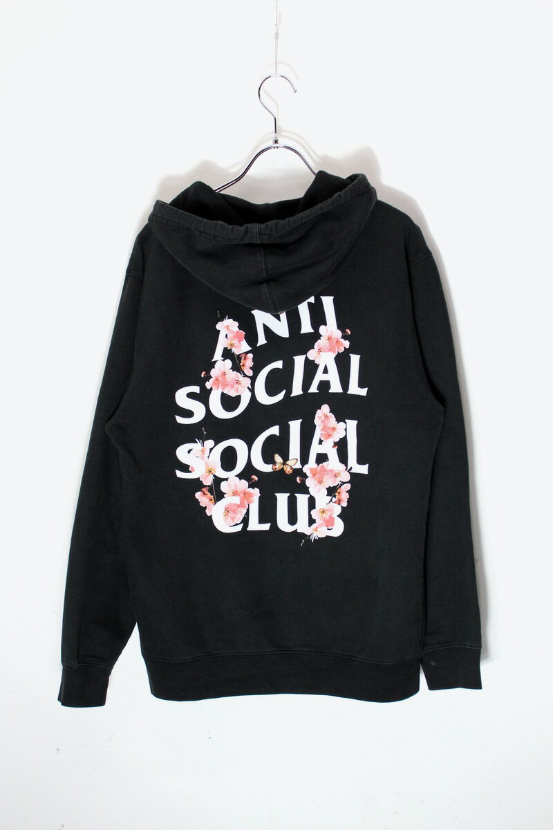 šANTI SOCIAL SOCIAL CLUB (륽륯) BUCK FLOWER LOGO PRINT PULLOVER SWEAT HOODIE Хå ե  ץ ץ륪С å ա BLACK [SIZE: S USED]