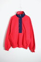 yÁzOLD GAP (I[h Mbv) 90'S PULLOVER SNAP-T FLEECE JACKET 90N vI[o[ Xibv-T t[X WPbg RED / NAVY [SIZE: S USED]