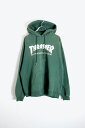 yÁzTHRASHER (XbV[) LOGO SWEAT HOODIE S XEFbg t[fB[ GREEN [SIZE: M USED]