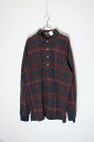 【中古】POLO BY RALPH LAUREN (ポロ バイ ラルフローレン) MADE IN USA 80'S L/S CHECK KNIT POLO SHIRT USA製 80年代 ロングスリーブ チェック ニット ポロシャツ RED/NAVY [SIZE: L USED]