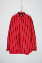 yÁzOLD GAP (I[h Mbv) 90'S L/S B.D STRIPE COTTON TWILL SHIRT 90N XgCv Rbg cC Vc RED/BLACK [SIZE: L USED]