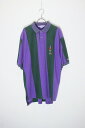 yÁzCHAMPION (`sI) MADE IN USA 96'S S/S ATRANTA OLYMPIC STRIPE POLO SHIRT USA 96N  Ag^ IsbN XgCv | Vc PURPLE/GREEN [SIZE: XL USED]