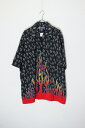 yÁzBIG DOGS (rbO hbOX) MADE IN USA 90'S S/S FLAME PATTERN SHIRT USA 90N  tC p^[ Vc BLACK [SIZE: L USED]