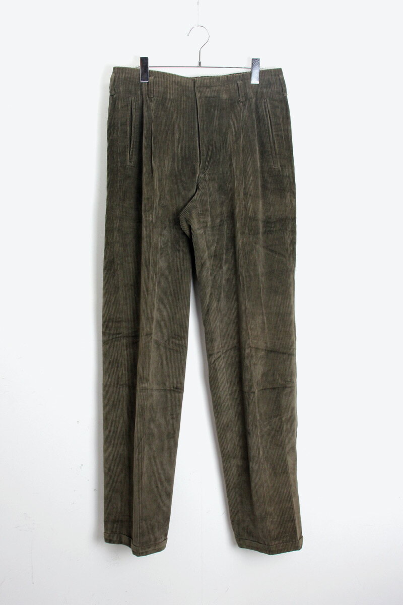 【中古】 ALEXANDER JULIAN (アレキサンダー ジュリアン) 90 039 S TUCK CORDUROY PANTS 90年代 タック コーデュロイ パンツ OLIVE SIZE: W34 x L34 USED