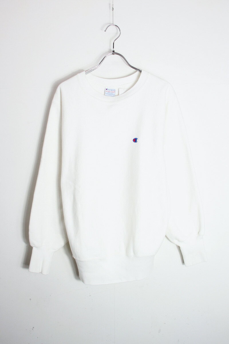 【中古】CHAMPION (チャンピオン) MADE IN USA 90'S REVERSE WEAVE ONE POINT SWEATSHIRT USA製 90年代 リバースウィーブ ワン ポイント スウェット シャツ WHITE [SIZE: M USED]