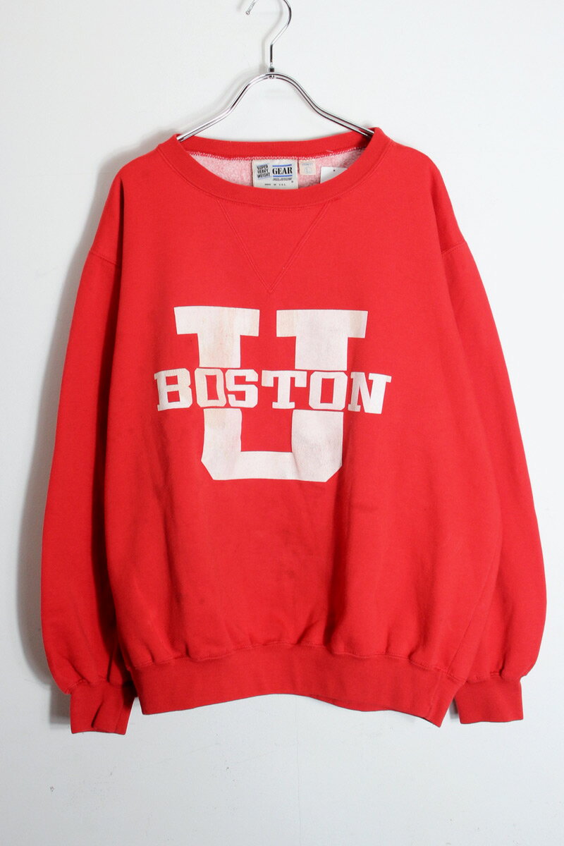 【中古】GEAR FOR SPORTS (ギア フォー スポーツ) MADE IN USA 90 039 S BOSTON UNIVERSITY SWEATSHIRT USA製 90年代 ボストン大学 スウェット シャツ RED SIZE: L USED